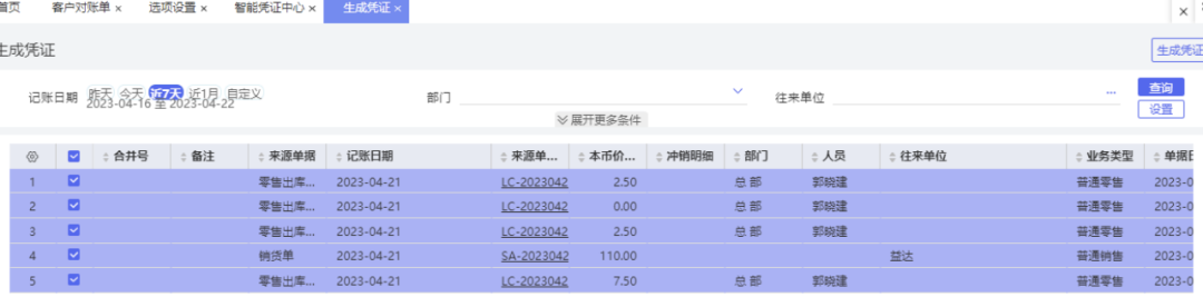Business documents auto-generating financial vouchers