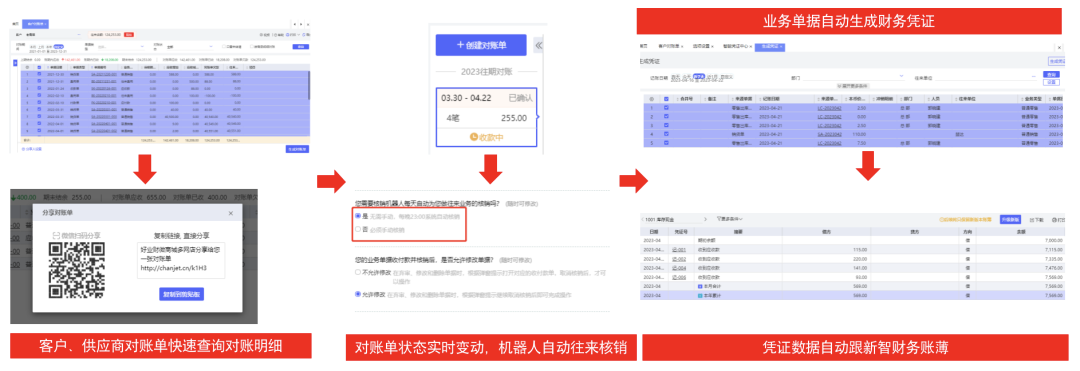 Reconciliation and smart voucher center generating financial entries automatically